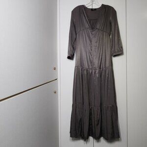 Vici Silver Shimmer Tiered Midi Dress Women's Size S
